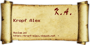 Kropf Alex névjegykártya